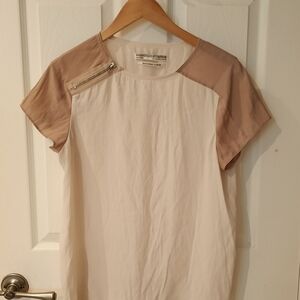 All Saints Cream and Pink Boxy Blouse